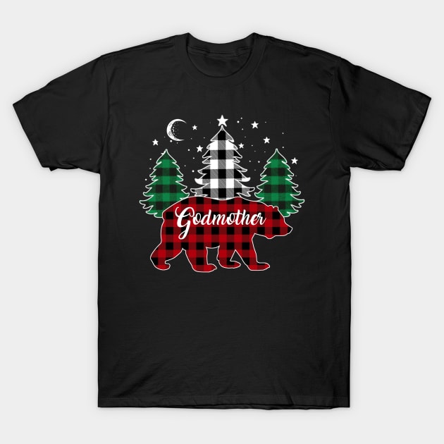 Godmother Bear Buffalo Red Plaid Matching Family Christmas T-Shirt by Marang